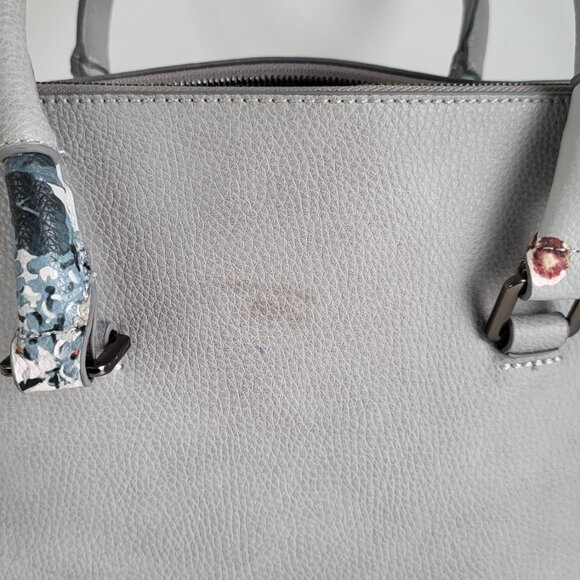 Céline Dion Floral Satchel Bag • Grey Leather • Crossbody/Top Handle - Picture 11 of 11